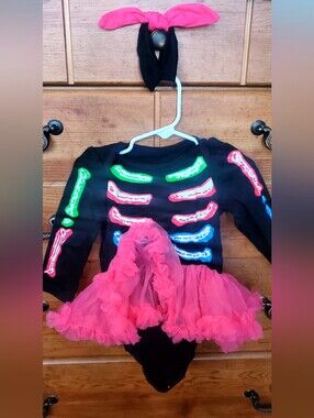 Adorable Skeleton Baby Tutu Dress Halloween Costume  Available 12 And 24 Months